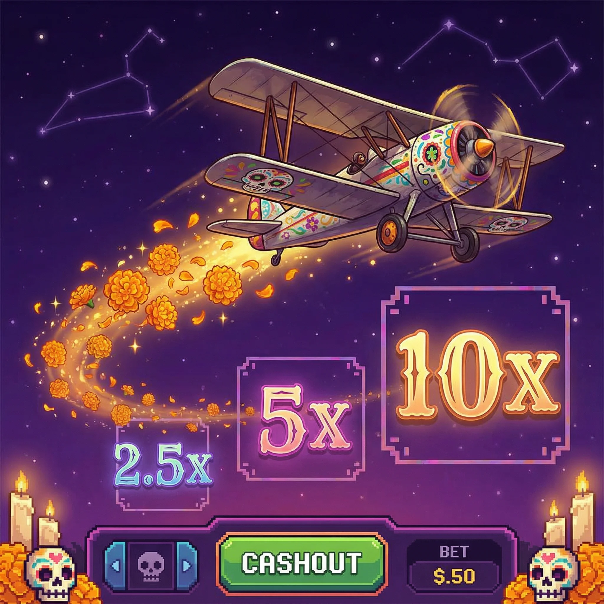 Juego Aviator con avión vintage y multiplicadores en Powbet